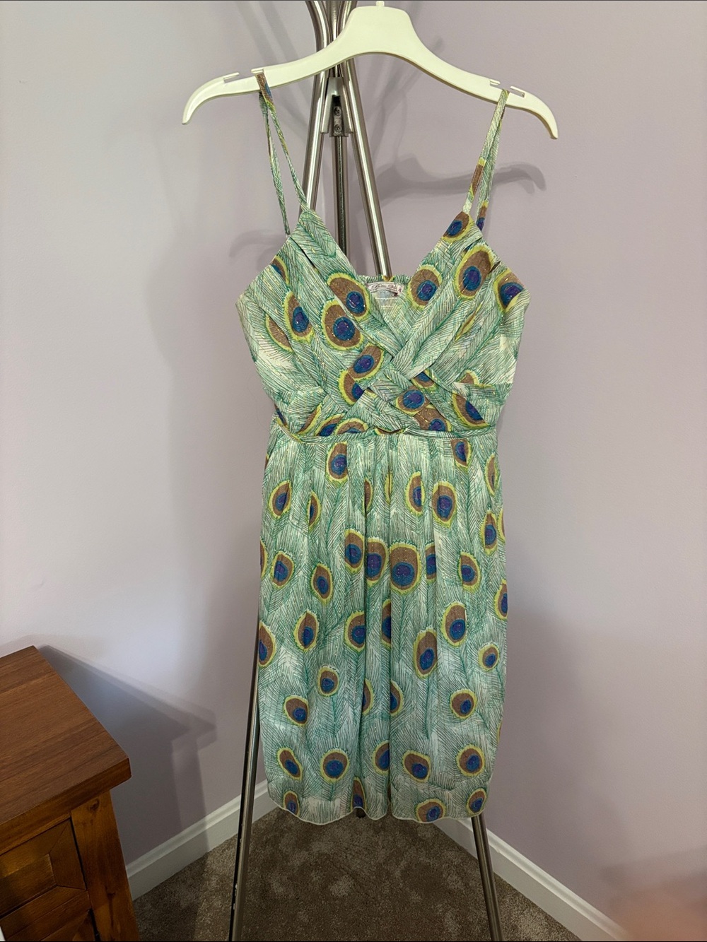 Pura Vida Green Peacock Print Dress